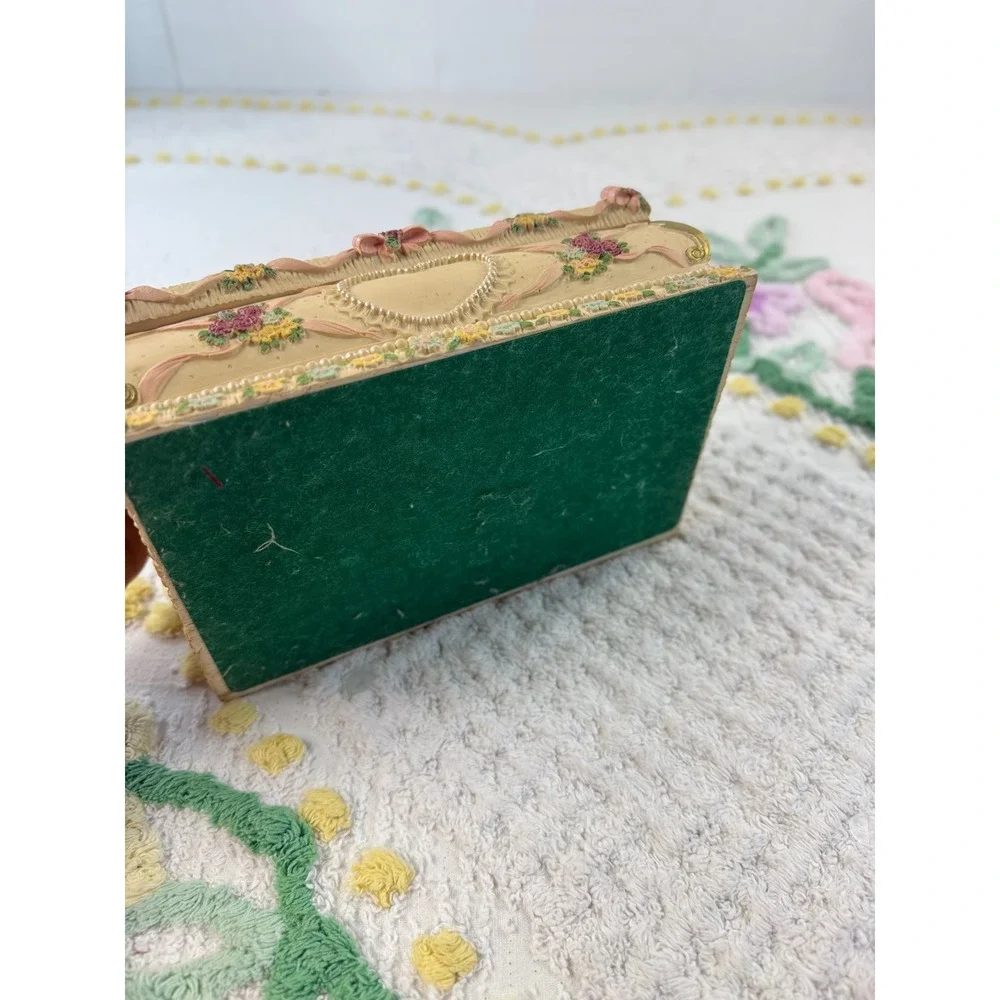 Vintage Style Resin Jewelry Box Dove Flower Basket‎ Bows Mirror Lined Organizer